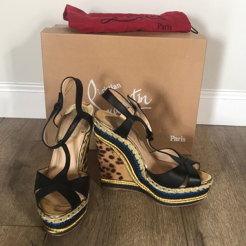 Christian Louboutin Trotolita 140 Calf/Pony Wedge